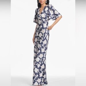 Sachin + Babi Blue and Cream Floral Maxi Dress